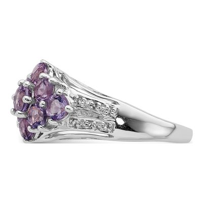 Sterling Silver Amethyst & White Topaz Fancy Ring – view 4