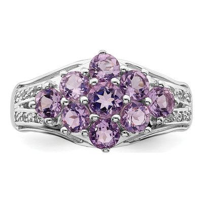 Sterling Silver Amethyst & White Topaz Fancy Ring – view 5