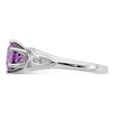 Sterling Silver Amethyst Celtic Trinity Ring – view 4