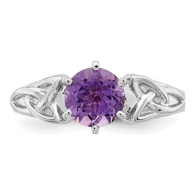 Sterling Silver Amethyst Celtic Trinity Ring – view 5