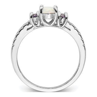 Sterling Silver Lab-Created Opal & CZ Ring – view 3