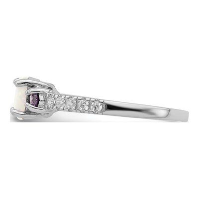 Sterling Silver Lab-Created Opal & CZ Ring – view 4