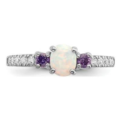 Sterling Silver Lab-Created Opal & CZ Ring – view 5