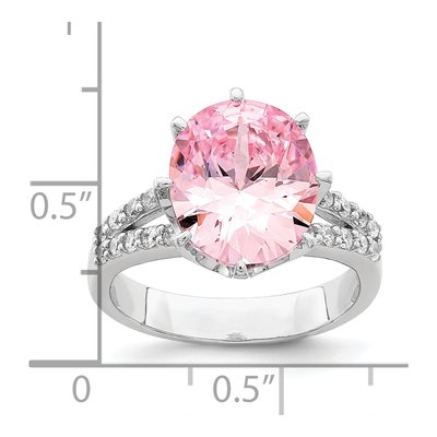 Sterling Silver CZ Oval Ring – view 5