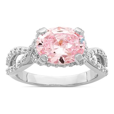Sterling Silver CZ Oval Ring