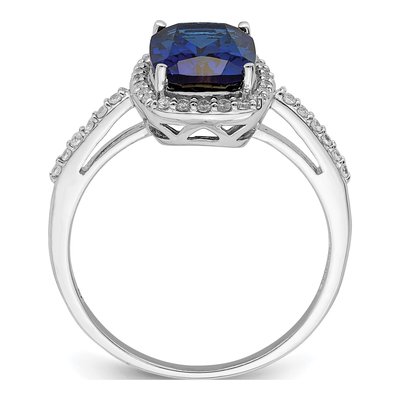 Sterling Silver Lab-Created Sapphire & CZ Ring – view 3