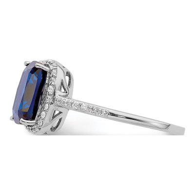 Sterling Silver Lab-Created Sapphire & CZ Ring – view 4