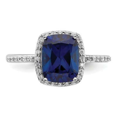 Sterling Silver Lab-Created Sapphire & CZ Ring – view 5
