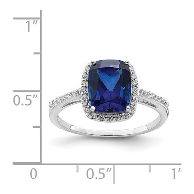 Sterling Silver Lab-Created Sapphire & CZ Ring – view 6