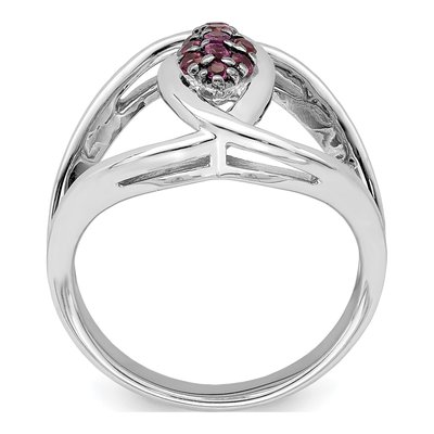 Sterling Silver Rhodolite Garnet Rhod-Plat Ring – view 3