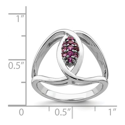 Sterling Silver Rhodolite Garnet Rhod-Plat Ring – view 5
