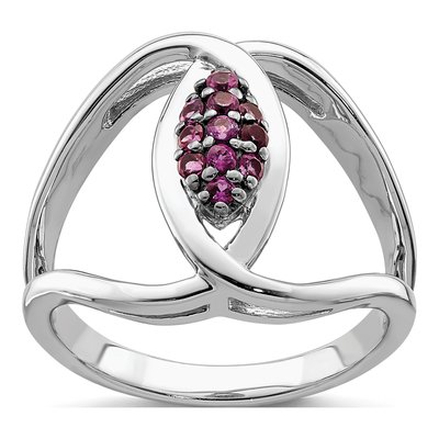 Sterling Silver Rhodolite Garnet Rhod-Plat Ring