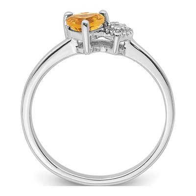 Sterling Silver Citrine & Diamond Heart Ring – view 2