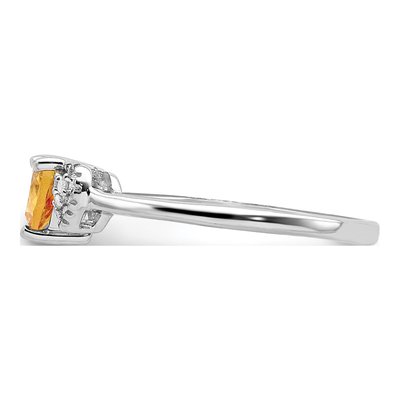 Sterling Silver Citrine & Diamond Heart Ring – view 4