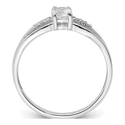 Sterling Silver White Topaz & Diamond Ring – view 3