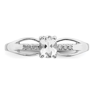 Sterling Silver White Topaz & Diamond Ring – view 6
