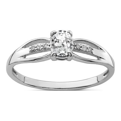 Sterling Silver White Topaz & Diamond Ring