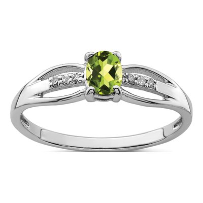Sterling Silver Peridot & Diamond Ring