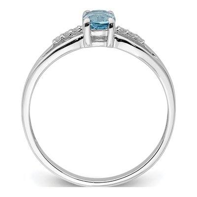 Sterling Silver Swiss Blue Topaz & Diamond Ring – view 3