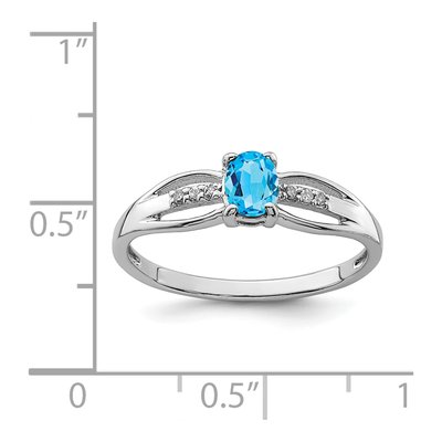 Sterling Silver Swiss Blue Topaz & Diamond Ring – view 5