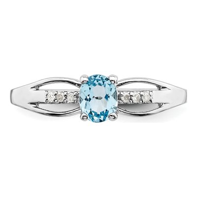 Sterling Silver Swiss Blue Topaz & Diamond Ring – view 6
