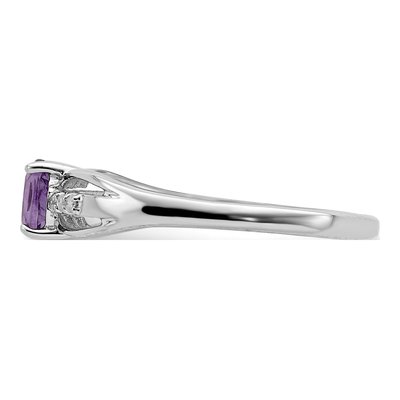 Sterling Silver Amethyst & Diamond Ring – view 5