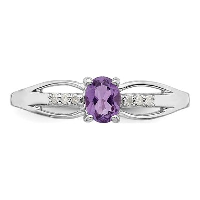Sterling Silver Amethyst & Diamond Ring – view 6