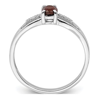 Sterling Silver Garnet & Diamond Ring – view 2