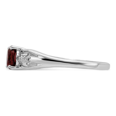 Sterling Silver Garnet & Diamond Ring – view 4