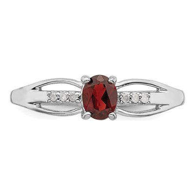 Sterling Silver Garnet & Diamond Ring – view 5