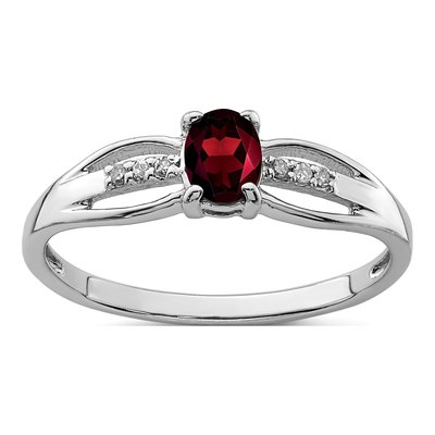 Sterling Silver Garnet & Diamond Ring