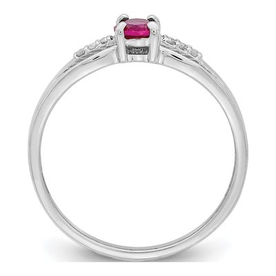 Sterling Silver Lab-Created Ruby & Diamond Ring – view 3