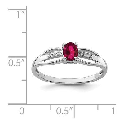 Sterling Silver Lab-Created Ruby & Diamond Ring – view 4
