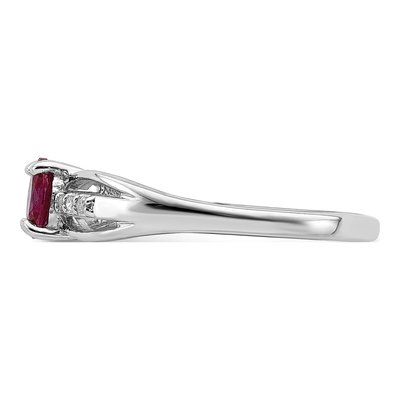 Sterling Silver Lab-Created Ruby & Diamond Ring – view 5