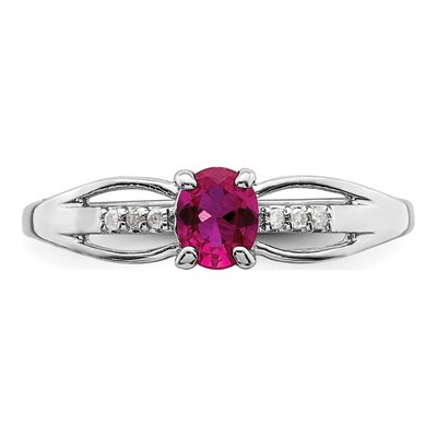 Sterling Silver Lab-Created Ruby & Diamond Ring – view 6