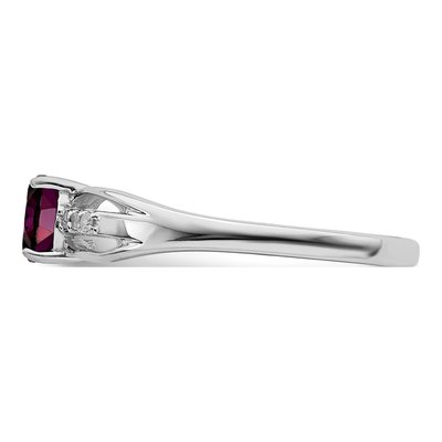 Sterling Silver Rhodolite Garnet & Diamond Ring – view 5