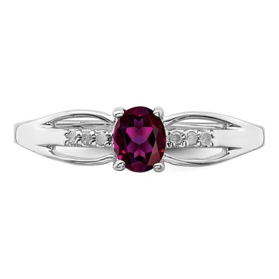 Sterling Silver Rhodolite Garnet & Diamond Ring – view 6