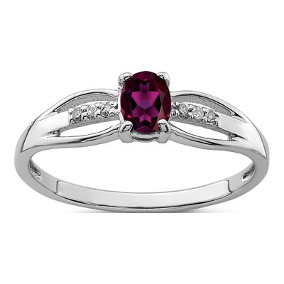 Sterling Silver Rhodolite Garnet & Diamond Ring