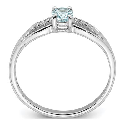 Sterling Silver Aquamarine & Diamond Ring – view 3