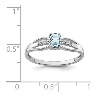 Sterling Silver Aquamarine & Diamond Ring – view 4