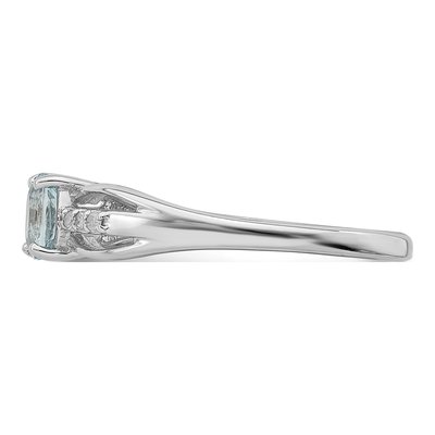 Sterling Silver Aquamarine & Diamond Ring – view 5