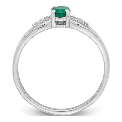 Sterling Silver Lab-Created Emerald & Diamond Ring – view 3