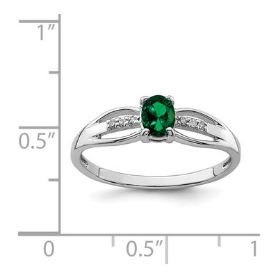 Sterling Silver Lab-Created Emerald & Diamond Ring – view 4