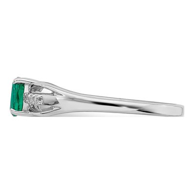 Sterling Silver Lab-Created Emerald & Diamond Ring – view 5