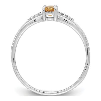Sterling Silver Citrine & Diamond Ring – view 2