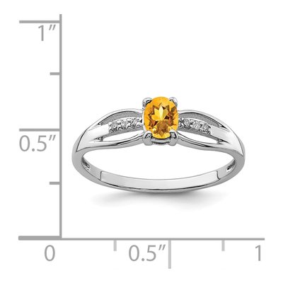Sterling Silver Citrine & Diamond Ring – view 3