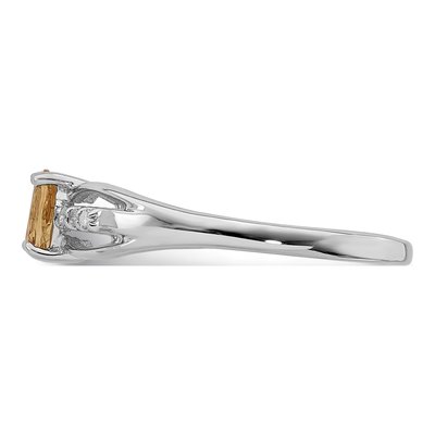 Sterling Silver Citrine & Diamond Ring – view 4