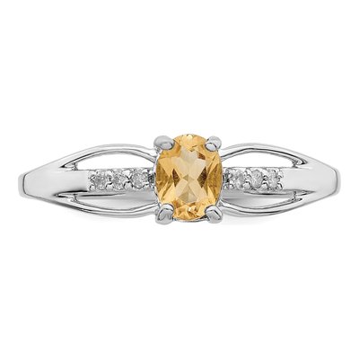 Sterling Silver Citrine & Diamond Ring – view 5