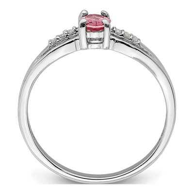 Sterling Silver Pink Tourmaline & Diamond Ring – view 2