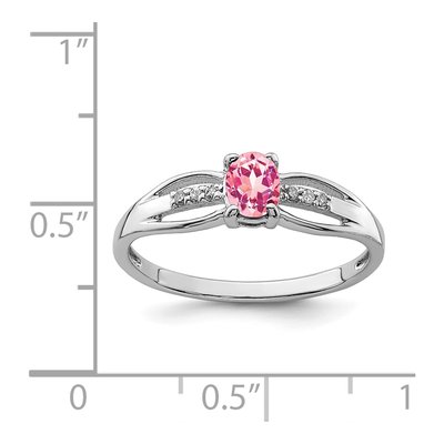 Sterling Silver Pink Tourmaline & Diamond Ring – view 3